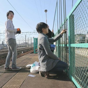 下新田駅イルミネーション設置作業
